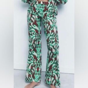 ZARA CASUSL RETRO PRINT WIDE LEG NWT M